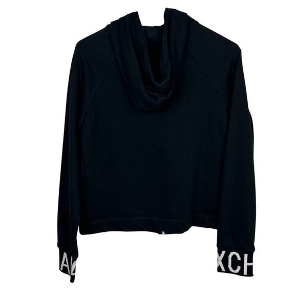Armani Exchange Womens Black Hoodie Logo Cuffs Full-Zip Closure Size L - Picture 2 of 10